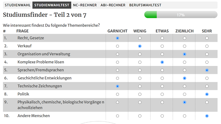 Studienwahlbereich